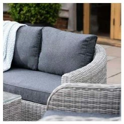 'Peony' Luxury Rattan 4 Seater Garden Sofa Set with Coffee Table in Pebble by Primrose Living -Rattan Garden Furniture Shop FU102437 3 e29a