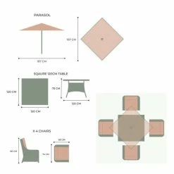 Luxury Rattan 4 Seater Square Garden Dining Set in Stone by Primrose Living -Rattan Garden Furniture Shop FU102438 V2 66a2