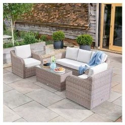 'Peony' Luxury Rattan 5 Seater Garden Sofa Set with Coffee Table by Primrose Living -Rattan Garden Furniture Shop FU102440 7 04cd
