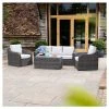 'Peony' Luxury Rattan 5 Seater Garden Sofa Set with Coffee Table in Stone by Primrose Living -Rattan Garden Furniture Shop FU102441 Main 90e4