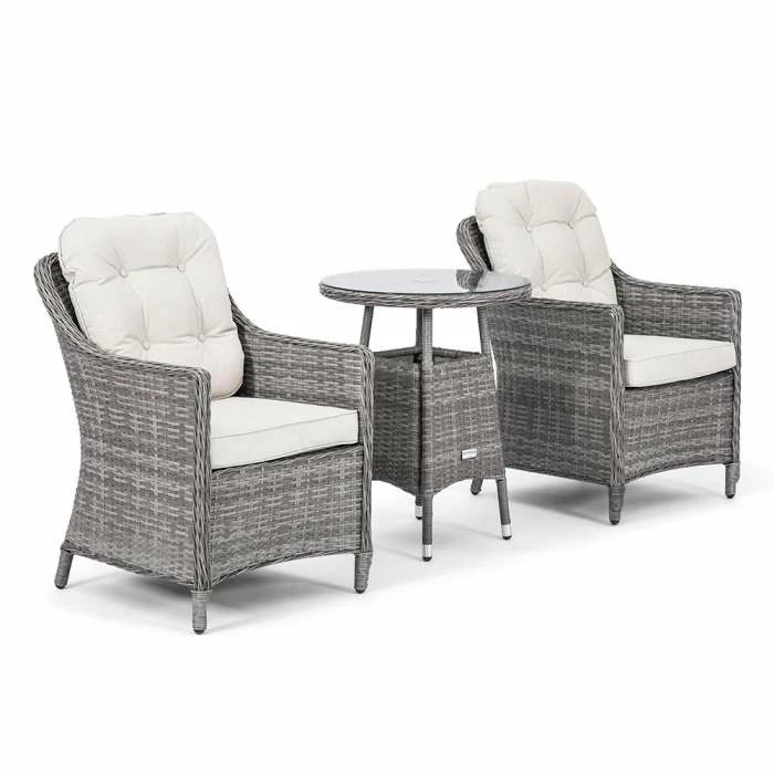 Classic Rattan Bistro Set in Stone by Primrose Living 4 Classic Rattan Bistro Set in Stone by Primrose Living - Image 2