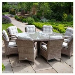 Classic Rattan 8 Seater Oval Garden Dining Set with Parasol by Primrose Living -Rattan Garden Furniture Shop FU102449 4 83b8