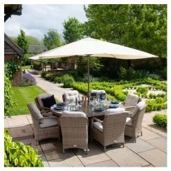 Classic Rattan 8 Seater Oval Garden Dining Set with Parasol by Primrose Living -Rattan Garden Furniture Shop FU102449 6 e4b8