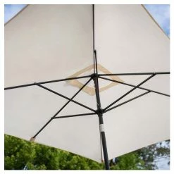 Classic Rattan 8 Seater Rectangular Garden Dining Set with Parasol in Stone by Primrose Living -Rattan Garden Furniture Shop FU102450 2 2563