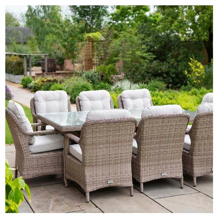 Classic Rattan 8 Seater Rectangular Garden Dining Set with Parasol by Primrose Living 8 Classic Rattan 8 Seater Rectangular Garden Dining Set with Parasol by Primrose Living - Image 6