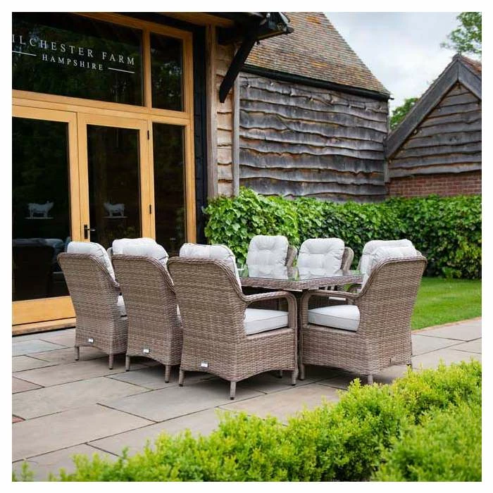 Classic Rattan 8 Seater Rectangular Garden Dining Set with Parasol by Primrose Living 10 Classic Rattan 8 Seater Rectangular Garden Dining Set with Parasol by Primrose Living - Image 8