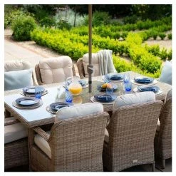 Classic Rattan 8 Seater Rectangular Garden Dining Set with Parasol by Primrose Living 15 Classic Rattan 8 Seater Rectangular Garden Dining Set with Parasol by Primrose Living -Rattan Garden Furniture Shop FU102451 86c6