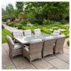 Classic Rattan 8 Seater Rectangular Garden Dining Set with Parasol by Primrose Living