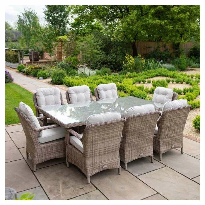 Classic Rattan 8 Seater Rectangular Garden Dining Set with Parasol by Primrose Living 3 Classic Rattan 8 Seater Rectangular Garden Dining Set with Parasol by Primrose Living