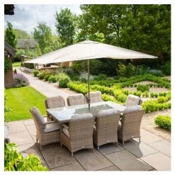 Classic Rattan 8 Seater Rectangular Garden Dining Set with Parasol by Primrose Living 14 Classic Rattan 8 Seater Rectangular Garden Dining Set with Parasol by Primrose Living -Rattan Garden Furniture Shop FU102451 2 4f0a