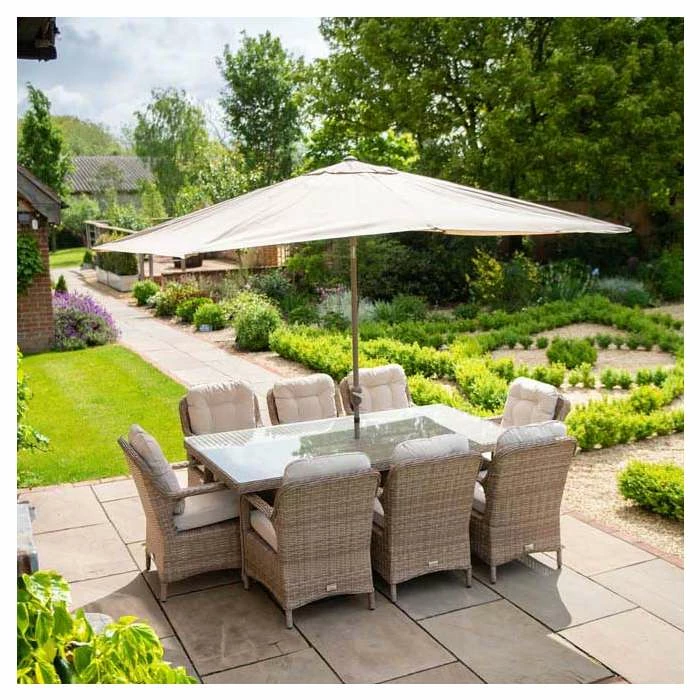 Classic Rattan 8 Seater Rectangular Garden Dining Set with Parasol by Primrose Living 6 Classic Rattan 8 Seater Rectangular Garden Dining Set with Parasol by Primrose Living - Image 4