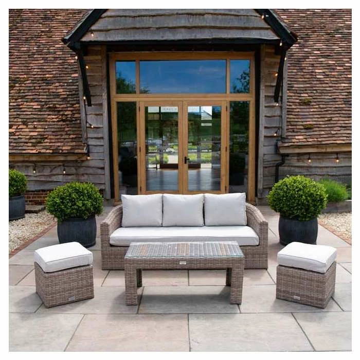 Classic Rattan 5 Seater Garden Sofa Set with Coffee Table and Footstools by Primrose Living 4 Classic Rattan 5 Seater Garden Sofa Set with Coffee Table and Footstools by Primrose Living - Image 2