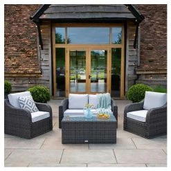 Classic Rattan 4 Seater Garden Sofa Set with Coffee Table in Stone by Primrose Living -Rattan Garden Furniture Shop FU102456 1 4cb4