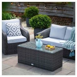 Classic Rattan 4 Seater Garden Sofa Set with Coffee Table in Stone by Primrose Living -Rattan Garden Furniture Shop FU102456 7 d998