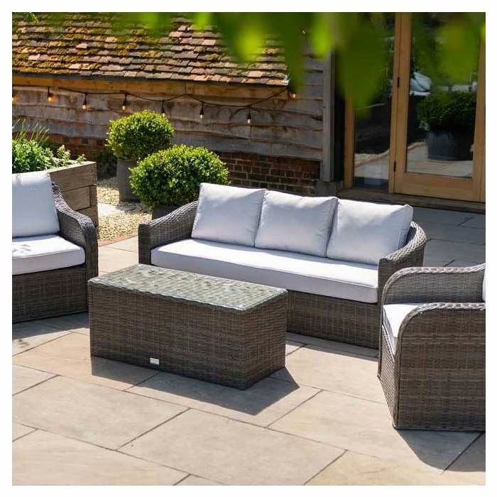 Classic Rattan 5 Seater Garden Sofa Set with Coffee Table in Stone by Primrose Living 8 Classic Rattan 5 Seater Garden Sofa Set with Coffee Table in Stone by Primrose Living - Image 6