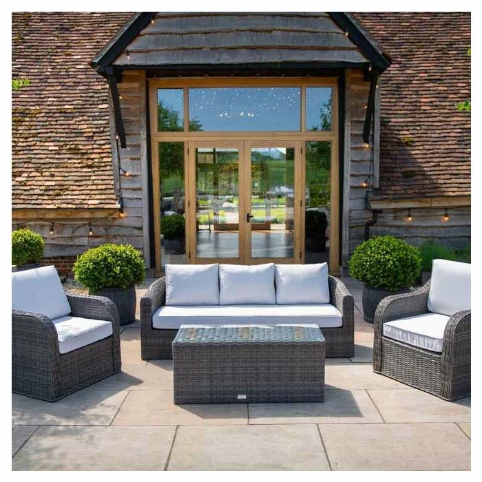 Classic Rattan 5 Seater Garden Sofa Set with Coffee Table in Stone by Primrose Living 6 Classic Rattan 5 Seater Garden Sofa Set with Coffee Table in Stone by Primrose Living - Image 4