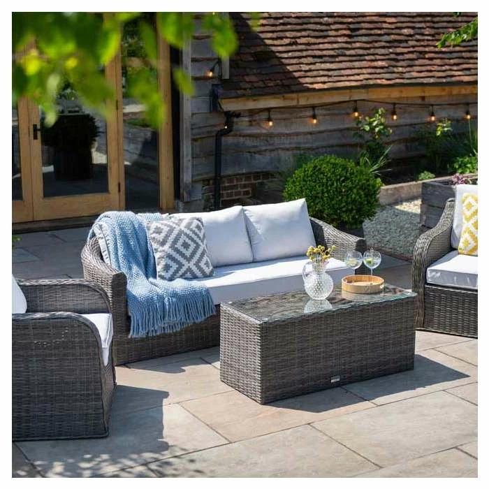 Classic Rattan 5 Seater Garden Sofa Set with Coffee Table in Stone by Primrose Living 11 Classic Rattan 5 Seater Garden Sofa Set with Coffee Table in Stone by Primrose Living - Image 9