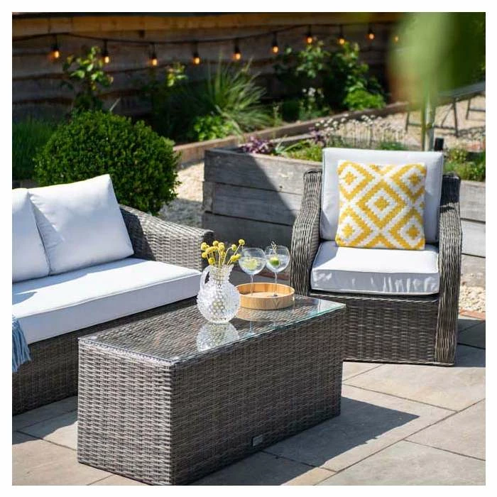 Classic Rattan 5 Seater Garden Sofa Set with Coffee Table in Stone by Primrose Living 12 Classic Rattan 5 Seater Garden Sofa Set with Coffee Table in Stone by Primrose Living - Image 10