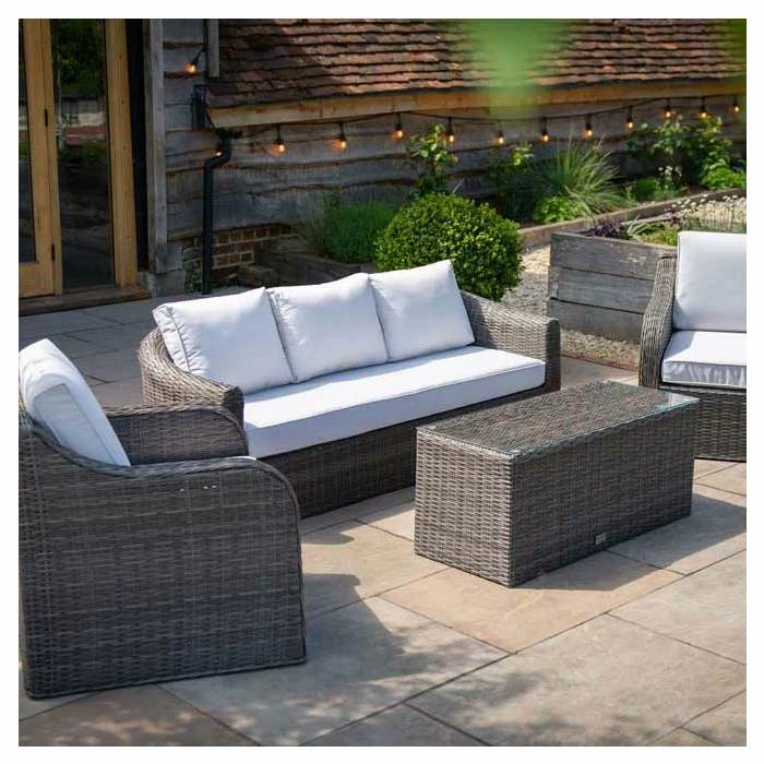 Classic Rattan 5 Seater Garden Sofa Set with Coffee Table in Stone by Primrose Living 5 Classic Rattan 5 Seater Garden Sofa Set with Coffee Table in Stone by Primrose Living - Image 3