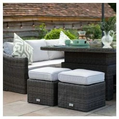 Classic Rattan 8 Seater Garden Sofa Set with Rectangular Rising Table and Parasol in Stone by Primrose Living -Rattan Garden Furniture Shop FU102460 4 9399