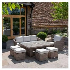 Classic Rattan 8 Seater Garden Sofa Set with Rectangular Rising Table and Parasol by Primrose Living -Rattan Garden Furniture Shop FU102461 3 af5e