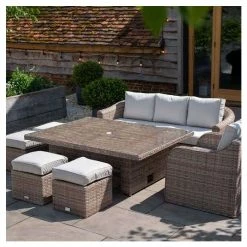Classic Rattan 8 Seater Garden Sofa Set with Rectangular Rising Table and Parasol by Primrose Living -Rattan Garden Furniture Shop FU102461 6 f07a