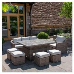 Classic Rattan 8 Seater Garden Sofa Set with Rectangular Rising Table and Parasol by Primrose Living -Rattan Garden Furniture Shop FU102461 2 c827
