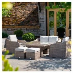 Classic Rattan 6 Seater Garden Sofa Set with Square Rising Table and Parasol by Primrose Living -Rattan Garden Furniture Shop FU102463 1 16f4