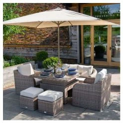Classic Rattan 6 Seater Garden Sofa Set with Square Rising Table and Parasol by Primrose Living -Rattan Garden Furniture Shop FU102463 7 c85f