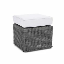 Luxury Rattan Small Square Stool in Stone by Primrose Living