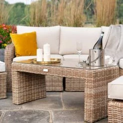 'Peony' Luxury Rattan 7 Seater Modular Garden Sofa Set with Coffee Table and Footstools by Primrose Living -Rattan Garden Furniture Shop NAtural FU102234 6 CoffeeTable2 9f25