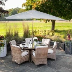 Luxury Rattan 6 Seater Circular Garden Dining Set by Primrose Living