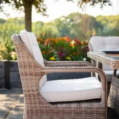 Luxury Rattan 6 Seater Circular Garden Dining Set by Primrose Living -Rattan Garden Furniture Shop Natural FU102219 ChairSide 0092