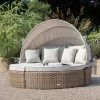 'Peony' Luxury Rattan Modular Daybed Sofa Set with Retractable Canopy by Primrose Living -Rattan Garden Furniture Shop Natural FU102222 5 FullSet 327b