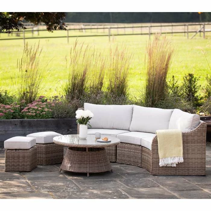 'Peony' Luxury Rattan 5 Seater Modular Garden Sofa Set with Open Coffee Table and Footstools by Primrose Living 8 'Peony' Luxury Rattan 5 Seater Modular Garden Sofa Set with Open Coffee Table and Footstools by Primrose Living - Image 6