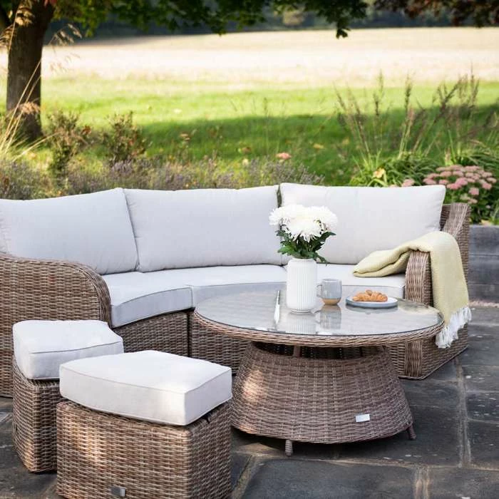 'Peony' Luxury Rattan 5 Seater Modular Garden Sofa Set with Open Coffee Table and Footstools by Primrose Living 4 'Peony' Luxury Rattan 5 Seater Modular Garden Sofa Set with Open Coffee Table and Footstools by Primrose Living - Image 2