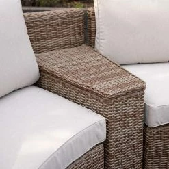 'Peony' Luxury Rattan 8 Seater Modular Garden Sofa Set with Storage Basket, Coffee Table and Footstools by Primrose Living -Rattan Garden Furniture Shop Natural FU102225 2 StorageBasketClosed 2a45