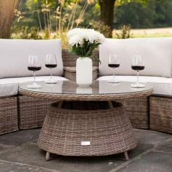 'Peony' Luxury Rattan 8 Seater Modular Garden Sofa Set with Storage Basket, Coffee Table and Footstools by Primrose Living -Rattan Garden Furniture Shop Natural FU102225 3 Table ad42