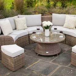 'Peony' Luxury Rattan 8 Seater Modular Garden Sofa Set with Storage Basket, Coffee Table and Footstools by Primrose Living -Rattan Garden Furniture Shop Natural FU102225 5 FullSetClose3 ed36