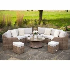 'Peony' Luxury Rattan 8 Seater Modular Garden Sofa Set with Storage Basket, Coffee Table and Footstools by Primrose Living