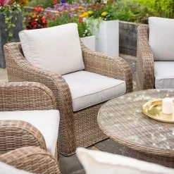 'Peony' Luxury Rattan 8 Seater Modular Garden Sofa Set with Storage Basket and Coffee Table by Primrose Living -Rattan Garden Furniture Shop Natural FU102226 2 TableCornerChairs 748c