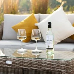 'Peony' Luxury Rattan 5 Seater Modular Garden Sofa Set with Coffee Table and Footstools by Primrose Living -Rattan Garden Furniture Shop Natural FU102227 3 CoffeeTableWine d90b