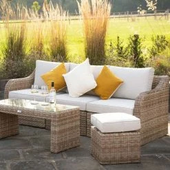 'Peony' Luxury Rattan 5 Seater Modular Garden Sofa Set with Coffee Table and Footstools by Primrose Living -Rattan Garden Furniture Shop Natural FU102227 4 FullSetClose 82b3