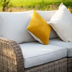 'Peony' Luxury Rattan 5 Seater Modular Garden Sofa Set with Coffee Table and Footstools by Primrose Living -Rattan Garden Furniture Shop Natural FU102227 6 SofaClose 06e5