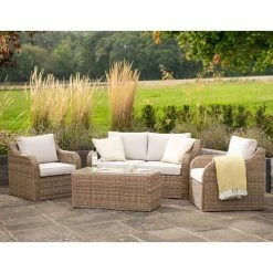 'Peony' Luxury Rattan 4 Seater Modular Garden Sofa Set with Coffee Table by Primrose Living