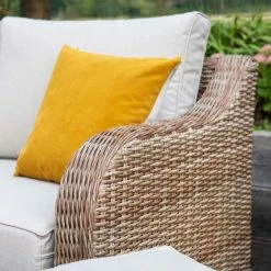 'Peony' Luxury Rattan 8 Seater Modular Garden Sofa Set with Coffee Table and Footstools by Primrose Living -Rattan Garden Furniture Shop Natural FU102235 4 ChairSideArm 3673