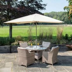Luxury Rattan 4 Seater Circular Garden Dining Set by Primrose Living