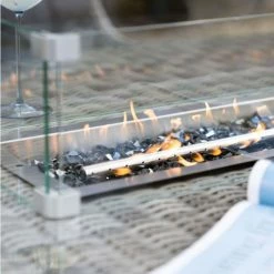 'Peony' Luxury Rattan 8 Seater Garden Sofa Set with Rectangular Fire Pit Table and Stools in Pebble by Primrose Living -Rattan Garden Furniture Shop Rattan fire pit image f5c4