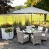 Luxury 6 Seater Circular Garden Dining Set in Stone Rattan by Primrose Living -Rattan Garden Furniture Shop Stone FU102244 FullSet b40e