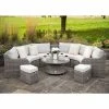 'Peony' Luxury Rattan 8 Seater Modular Garden Sofa Set with Storage Basket and Coffee Table in Stone by Primrose Living -Rattan Garden Furniture Shop Stone FU102250 FullSet 49e3